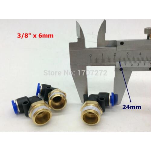 Free shipping 6mm 3/8 inch threaded elbow pu hose connector 90 degree nylon pipe joint pneumatic air fitting,copper fitting