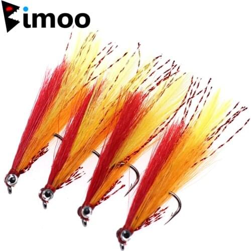Bimoo 4PCS #6 Streamer Fly Minnow Bait Trout Fly Fishing Flies Artificial Bait Fake Lure Premium Fishing Flies