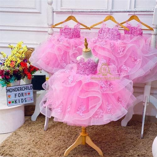 Kids Girls Princess Pink Dress Evening Tutu Dresses Baby Girl Clothes Long Dress Birthday Party Vestido Wear 1-14Years
