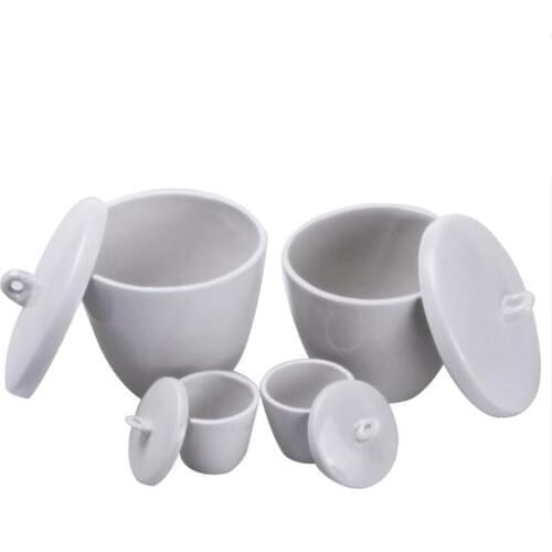 Capacity 10ml 20ml 30ml 50ml 70ml 100ml 150ml 200ml 300ml Ceramic Porcelain Crucible With Cover Lid 1200 Celsius Lab Laboratory