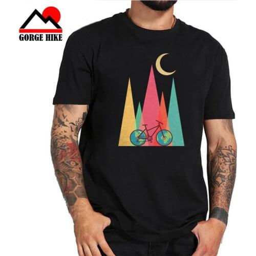 New Rainbow Colorful nature landscape T-Shirt Biking MTB Mountain Youth Cotton Short Sleeve Team Tees Shirt Men Cartoon T Shirts