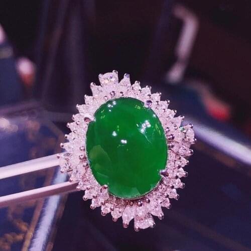 H1213 Emerald Ring 3.72ct Pure 18 K Gold Jewelry Nature Green Emerald Diamond Female Rings for women Fine Ring