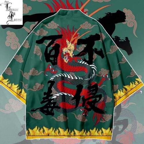 Chinese Dragon Lucky Fish 3D Printing Kimono Haori Yukata Women/Men Fashion Summer Casual Cool Short Sleeve Streetwear