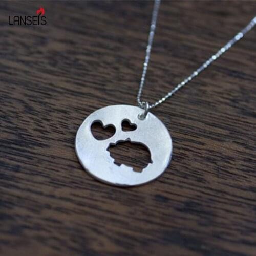 Lanseis Cute Pig Love Necklace Stainless Steel Pendant ,20Pcs Lovely Pig Necklace Fashion Animal Jewelry For Women