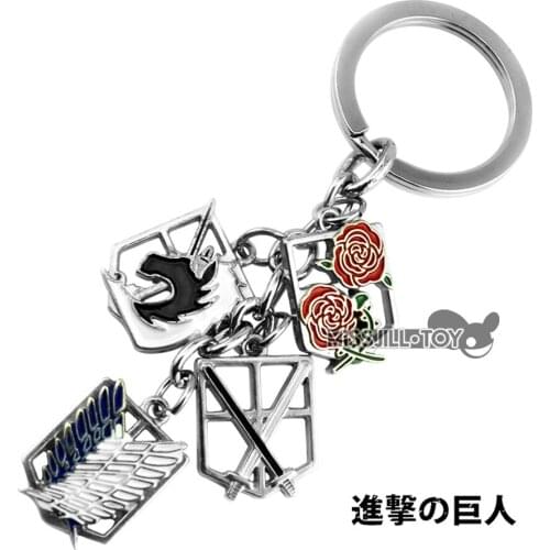 Fashion Key chain Anime Attack on Titan logo Metal Key chain keyring Jewelry Pendant for Men Women Boy Girl gift