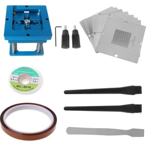 18Pcs/set Planting Platform BGA Planting Rework Kit Steel Mesh Reballing Station Handle Allen Wrench Adhesive Tape Repair Parts