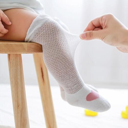Newborn Infant Non-slip Long Socks Kids Knee High Socks 2019 New 0-3Years Cute Baby Boys Girls Cotton Mesh Breathable Soft Socks
