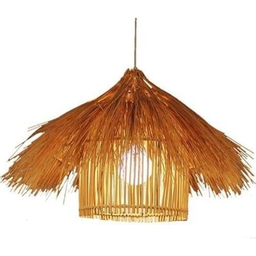 Wicker Rattan Shade Pendant Light Fixture Vintage Industrial Rustic Asian Creative Suspension Lamp Abajur Dining Room Restaurant