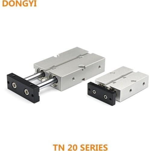 TN20 10mm Bore 5/10/20/30/40/50/60/70/75/80/90/100mm Stroke Double Rod Aluminum Alloy Pneumatic Air Cylinder