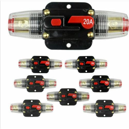 12V 24 Car Truck Audio Amplifier Circuit Breaker Fuse Holder Stereo Amplifier Refit Fuse Adapter 20A 30A 40A 50A 60A 80A 100A