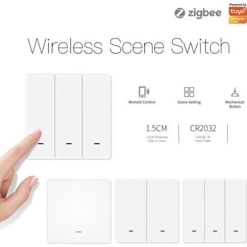 Tuya ZigBee Wireless 9 Scene Switch Push Button Light Remote Controller Battery Powered Automation Scenario Modules Dropship