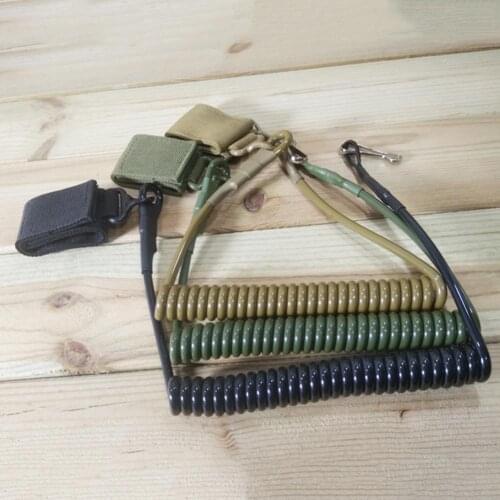 Adjustable Combat Sling Telescopic Tactical Pistol Hand Gun Secur Hand Gun Secure Lanyard Spring Strap Cord Carabiner Hook Strap