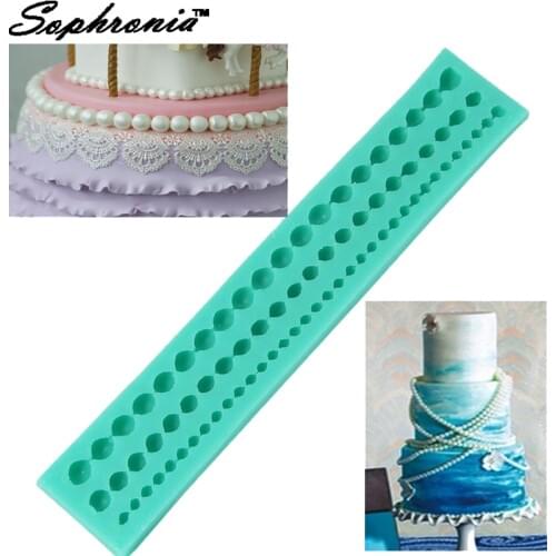 Sophronia Silicone 3 Strings Of Pearl Cake Pearl Fondant Sugar Paste Bead Mold Clay Mould Decorating kitchen accessories