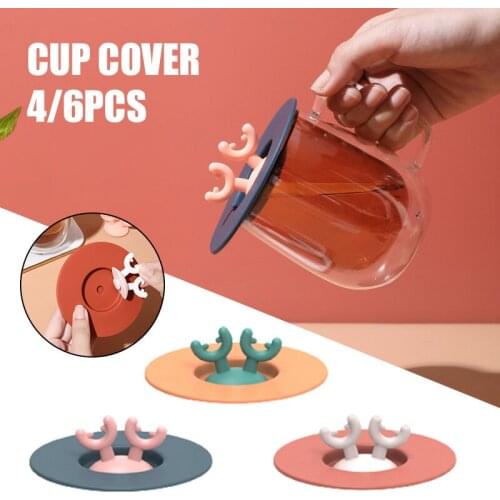 Cute Cartoon Silicone Cup Lid Multipurpose Heat Resistance Sealed Leakproof Cup Cover for Home Kitchen A1