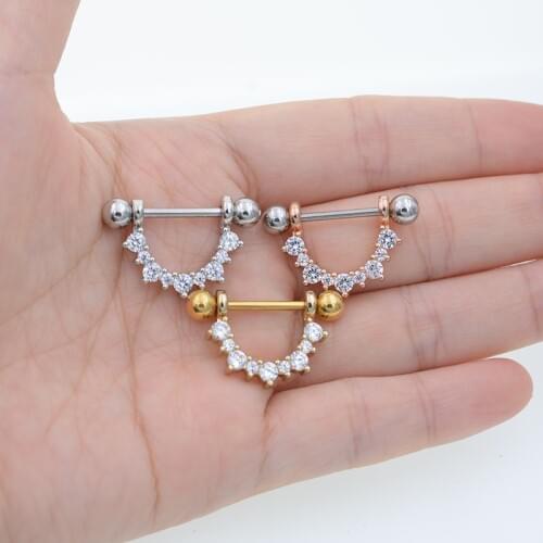 Starbeauty 2 pcs/lot Crystal Golden Ball Nipple Piercing Mamilo, Sexy Nipple Ring Body Jewelry Unique Nipple Rings Body Jewelry