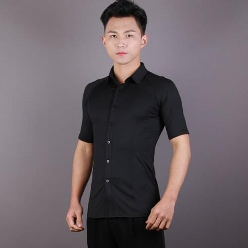 Ballroom Dance Top For Men Black Standard Dance Waltz Rumba Practice Wear Latin Dancing Shirt Fashion Square Dance Outfit DC2033