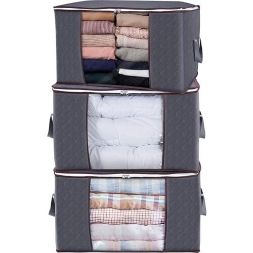 Large Capacity Clothes Storage Bag Organizer Blanket Containers with Reinforced Handle Foldable Storage Bag with Sturdy Zipper