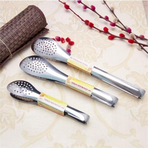 Steak Clamp Perforated Bread Tong Kitchen Supplies Food Tongs Barbecue Clip Multi-purpose Kitchen Gadgets Stainless Steel