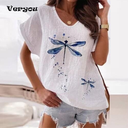 Summer Sexy V Neck Loose Fashion Pullover Tops Elegant Flowers Printed Women Blouse Casual Short Sleeve Shirts Streetwear Blusa