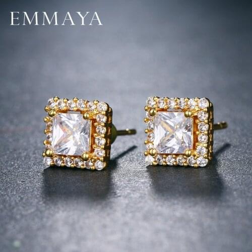 EMMAYA Square AAA CZ Stud Earrings for Women Deluxe Boucles d'oreilles Party Jewels brinco feminino zirconia
