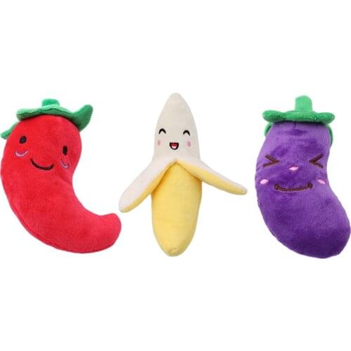 1PC Fruit Vegetable Shape Dog Cat Sound Squeakers Squeaky Toy Small Large Chihuahua Dog Chew Plush Toy Pet Product