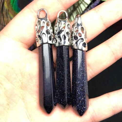 1Pcs Natural Blue Sands Crystal Pendant Decoration