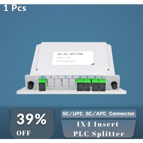 1X4 Insert Splitter With SC/UPC SC/APC Connector 1PCS Single Mode FTTH Fiber Optic PLC Box