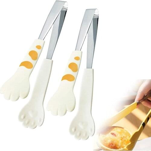 2Pcs Cat Kitchen Tongs for Cooking, Stainless Steel Cooking Tongs Mini Serving Tongs, Food Clips Kitchen Tongs for Sweets Sugar