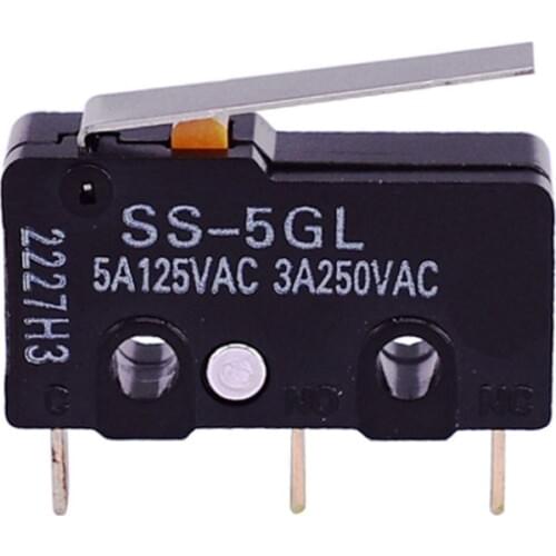 30PCS Micro SS-5GL Switch Mini Limit Switch For 3D Printer Black Endstop Com-NC-NO 3Pin End Stop Switch Omron SS-5GL