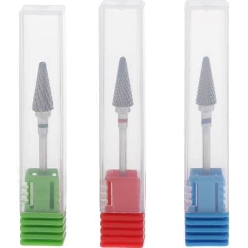 3Pcs 3/32'' Nail Drill Bits Set UV Gel Nails Removal Files Buffing Head Bits