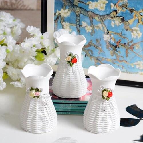 3Pcs Home Decoration Origami Plastic Vases Imitation Porcelain Modern Decoration for Bedroom ALI88