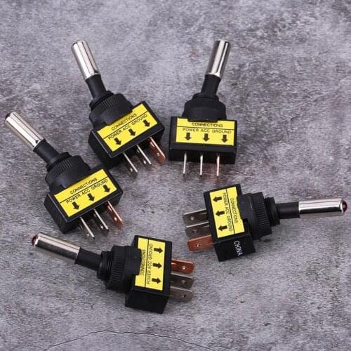 5pc Modification Switch Miniature Toggle Power Button Switch 12V 20A Single Pole Double Throw For Car/RV/ Yacht 2021 New