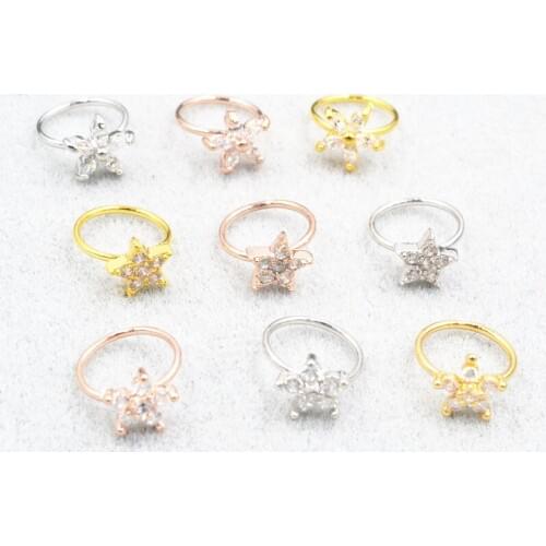 50pcs Body Jewelry Piercing Shine CZ Ear Helix Daith Cartilage Tragus Earring Nose Septum Ring Bend Styles 18gX8mm NEW