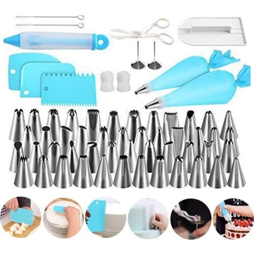 62pcs Cake Decorating Tool Set DIY Icing Piping Cream Tip Reusable TPU Pastry Bags 48 Nozzles Set Kitchen Cake Tools