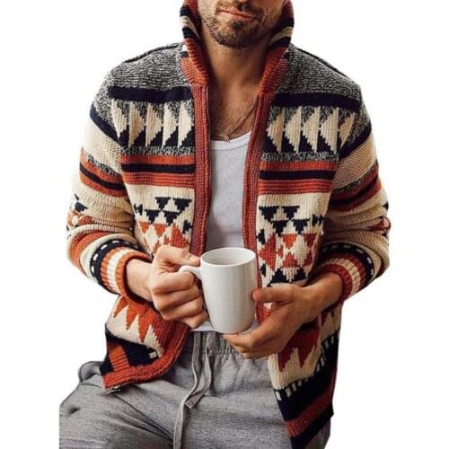 80% HOT SALES！！！Autumn Winter Men Long Sleeve Cardigan Jacquard Weave Sweater Outerwear Coat