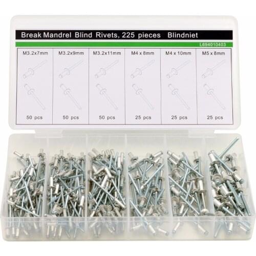 225 PCS Aluminum Cap Screw/Aluminum/core Pulling Rivets Aluminum Rivet Suits
