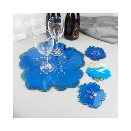 Big Cherry Blossom Coaster Silicone Mold Dried Flower Coaster Resin Mold for Diy Irregular Coaster Epoxy Resin Moulds