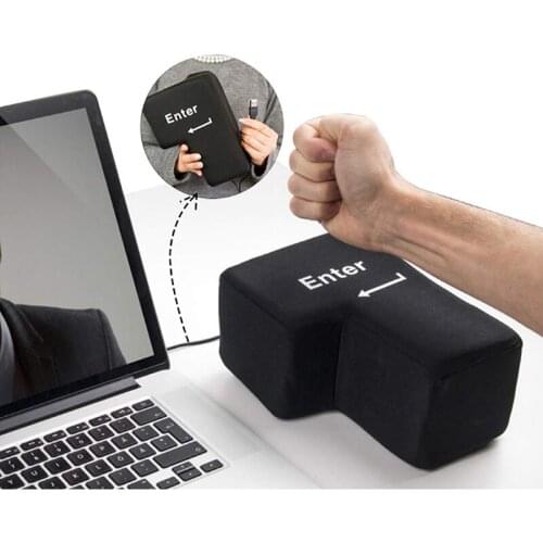 Big USB Enter Key Anti Stress Button Decompression Computer Any Vent Pillows Button Desktop Pillow For Programmer