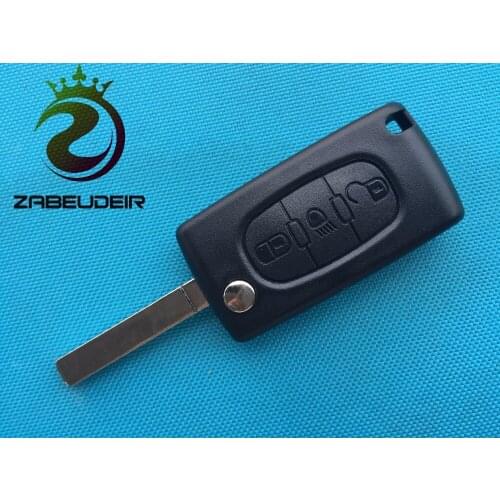 1pcs of 3 Buttons Flip Remote Uncut Blade no groove Remote Car Key Case Cover Shell Fob For Citroen C2 C3 C4 C5 C6 C8 no logo
