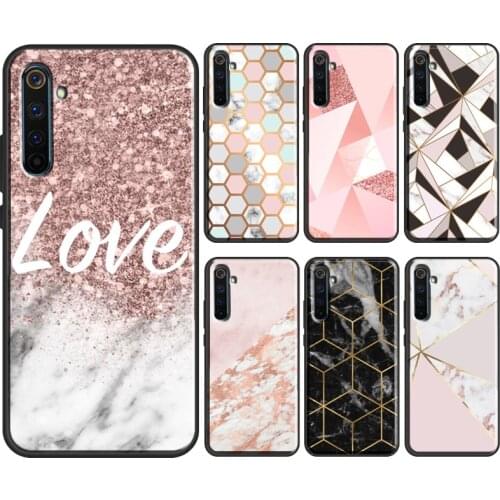 Geometric Gold Marble For OPPO Realme 8 6 7 Pro C3 C11 C15 GT X7 X2 Pro Case For OnePlus Nord 8T 8 9 Pro Coque
