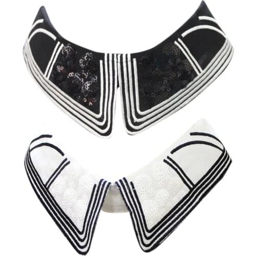 Sequins Floral Embroidery Chiffon Fake Collar Choker Dickey Decorative Jewelry Necklace Detachable Blouse Half Shirt