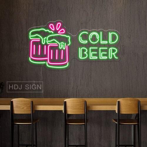 Cold Beer Neon Light LED Sign Beer Bar Club Sign Office Hotel Pub Coffee Shop Personality Art Wall Lamp Bar