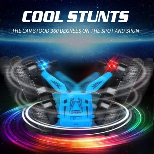 Remote Control Toy Car 2.4G Double-sided Stunt Watch Remote Control Colorful Light 360 Rotating Children Stunt Fancy Toy Car