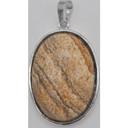 Picture Stone Bead Oval GEM Pendant Jewelry For Gift S932