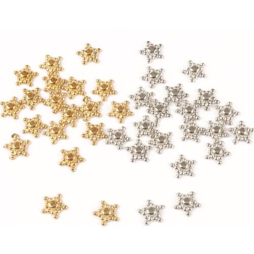 KC Gold Silver Color Star Beads Cap CCB Acrylic Loose Spacer Flat Rondelle Beads for Jewelry Making Supplies DIY Accessories