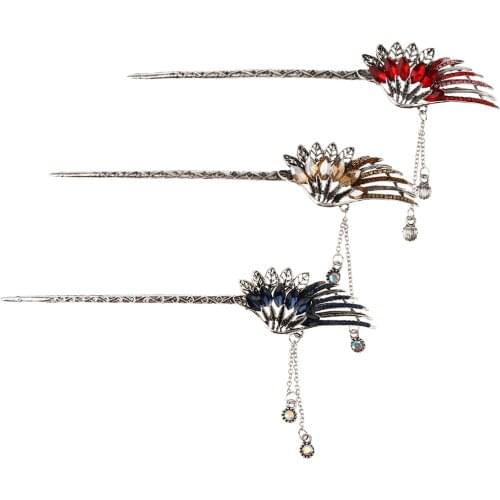 Chinese Retro Hair Fork Sticks Chopstick Dangle Hairpins Chignon Pins Tassel