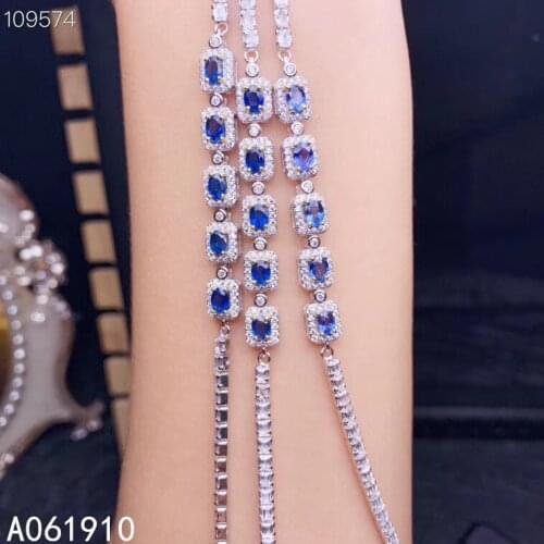 KJJEAXCMY fine jewelry 925 sterling silver inlaid Natural sapphire trendy ladies Bracelet support detection popular