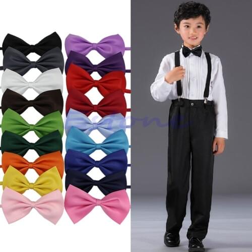 KLV New Children Bow Tie Boys Girls Kids Student Cute Butterfly Knot Solid Taking Picture Photograph Ceremony Party