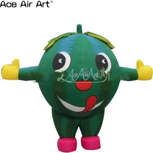 Hot selling inflatable fruit cartoon character model,round inflatable watermelon cartoon for promotion