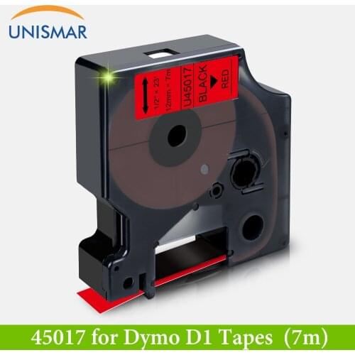 1/2" 12mm Black on Red Ribbon Cassette 45017 for Dymo D1 45013 Black on White Label Tape Replace for Dymo Label Manager 160 280